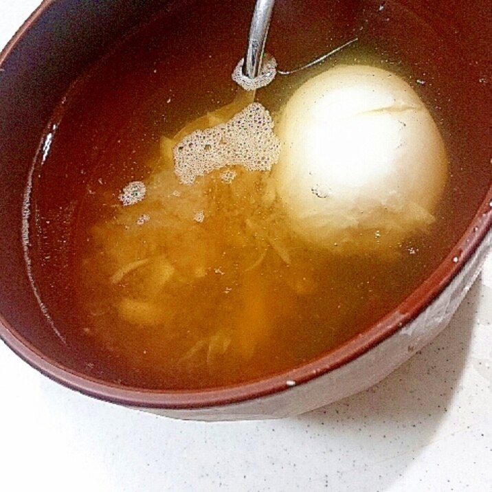 温泉卵の黒酢大根おろしスープ